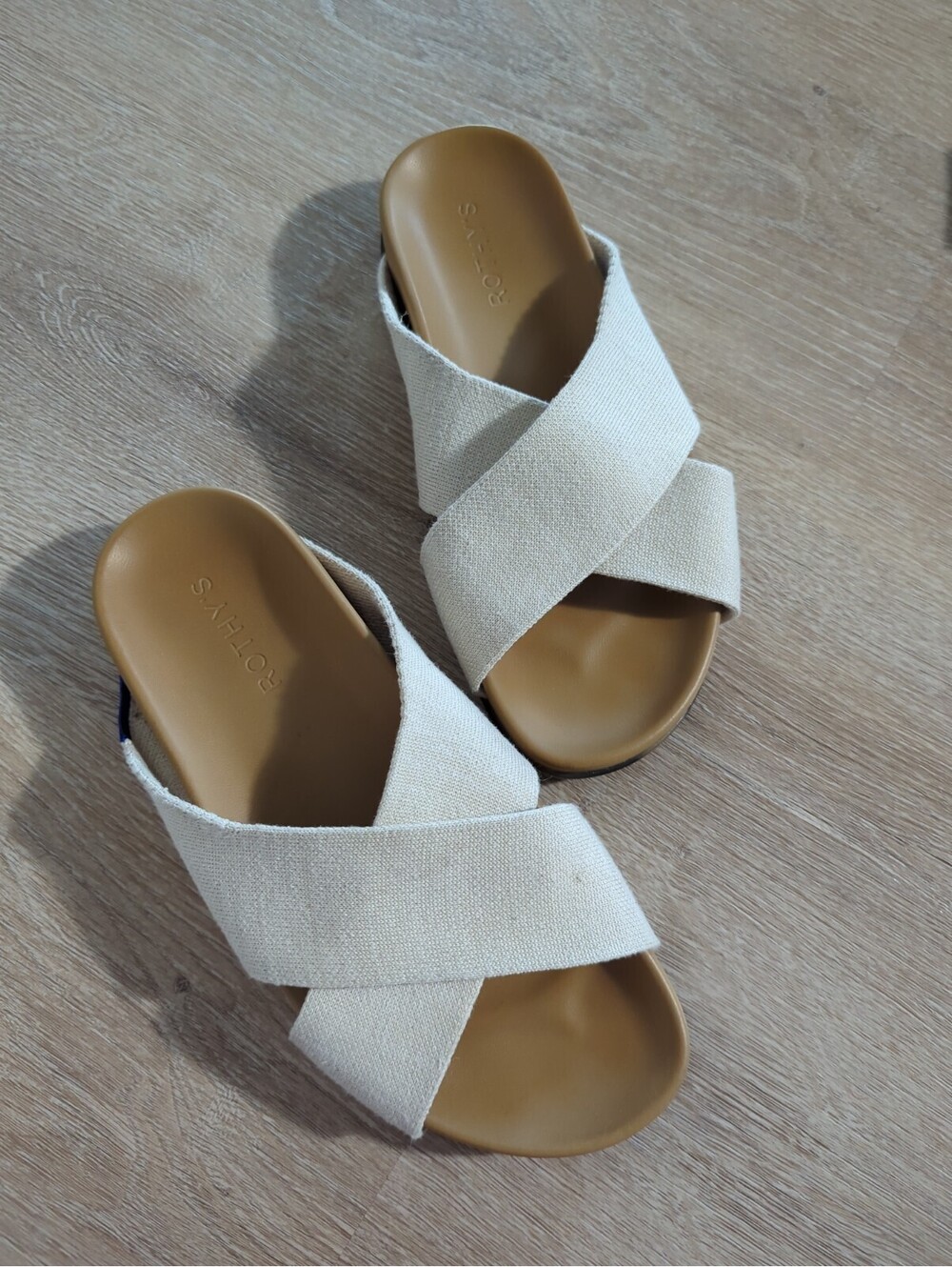 Rothy's Women's the Weekend Slide Sandals Ivory Oat Natural Hemp Comfort, Size 7
